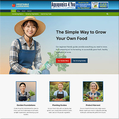 Turnkey Vegetable Gardening Website Package