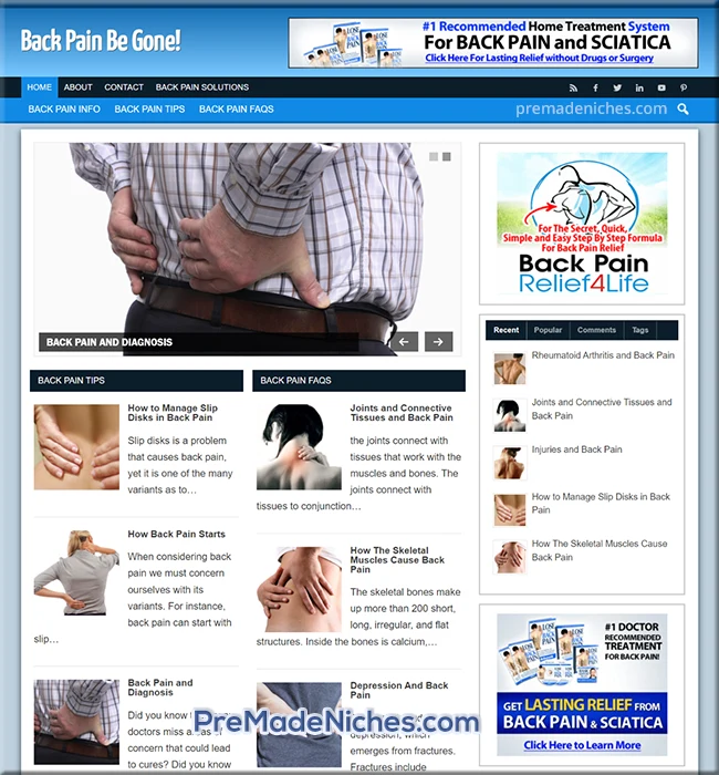 Back Pain Ready Made Site with a Great Discount